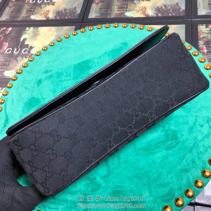 GUCCI 古馳男包 新款 449175 黑布 男女通用款 黑色帆布 Gucci單肩斜挎包